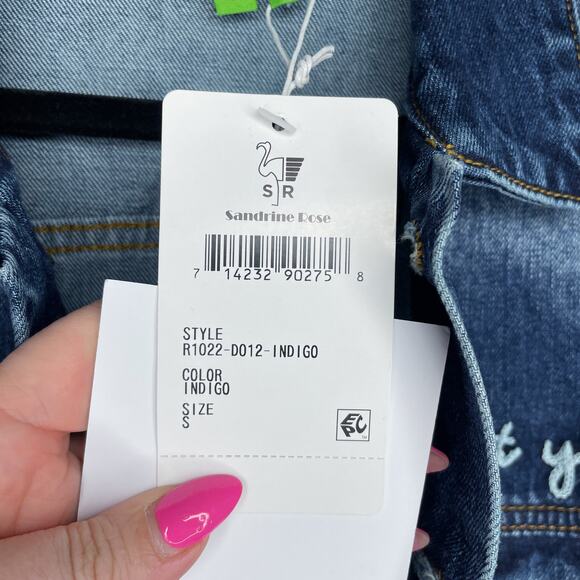 NWT Sandrine Rose Free People Oversized Embroidered Denim Jean Jacket Shacket S - Picture 10 of 13
